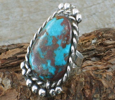 Native American Turquoise Ring - Size 8.25
